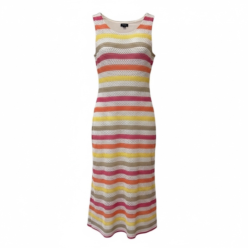 Tacera striped crochet maxi dress, large
